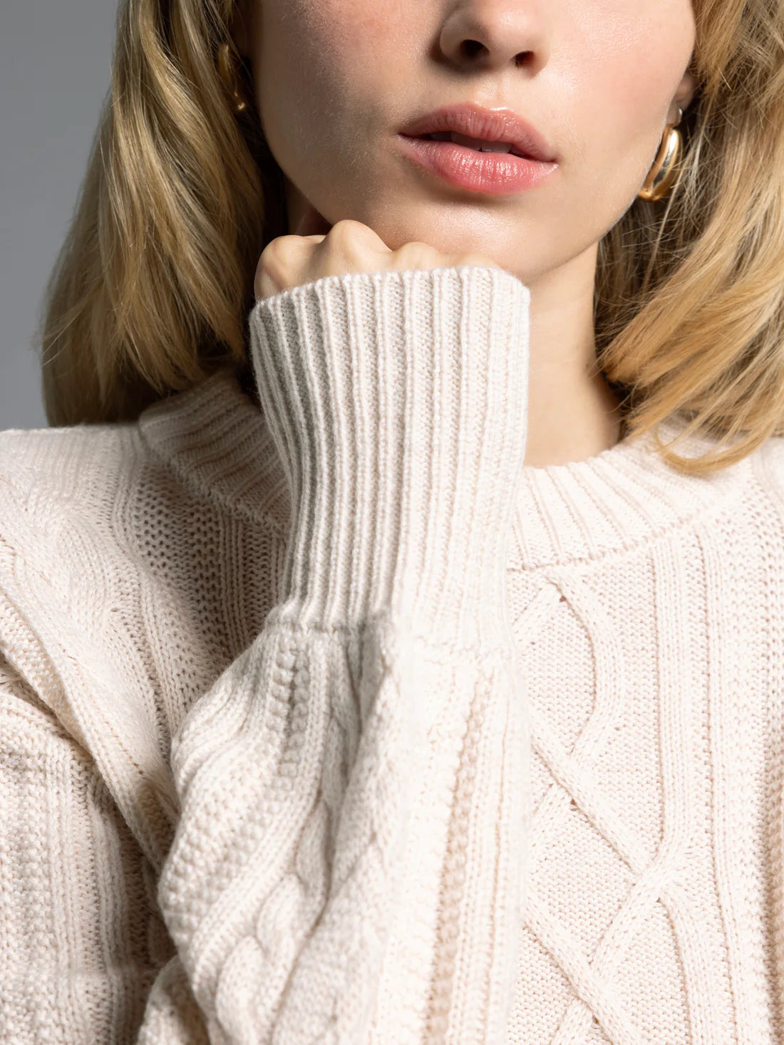 Womens White Cable Knit Sweater