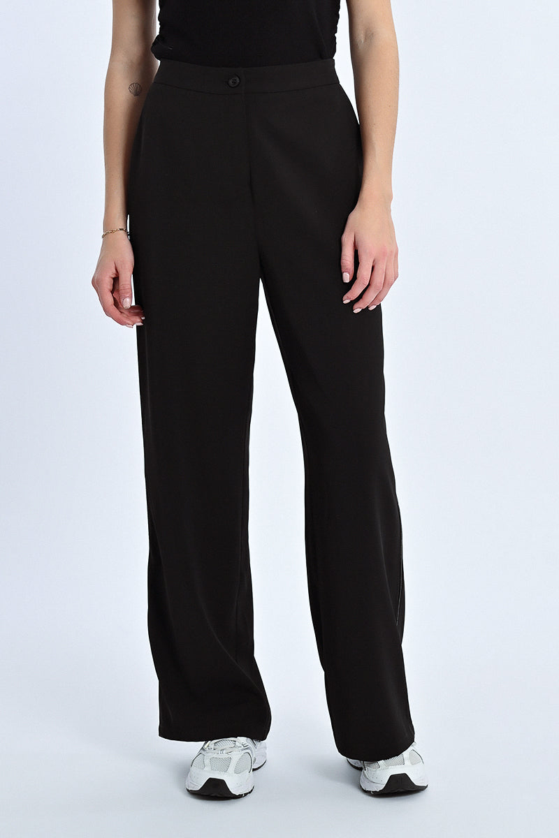 black elastic waist pants side detail