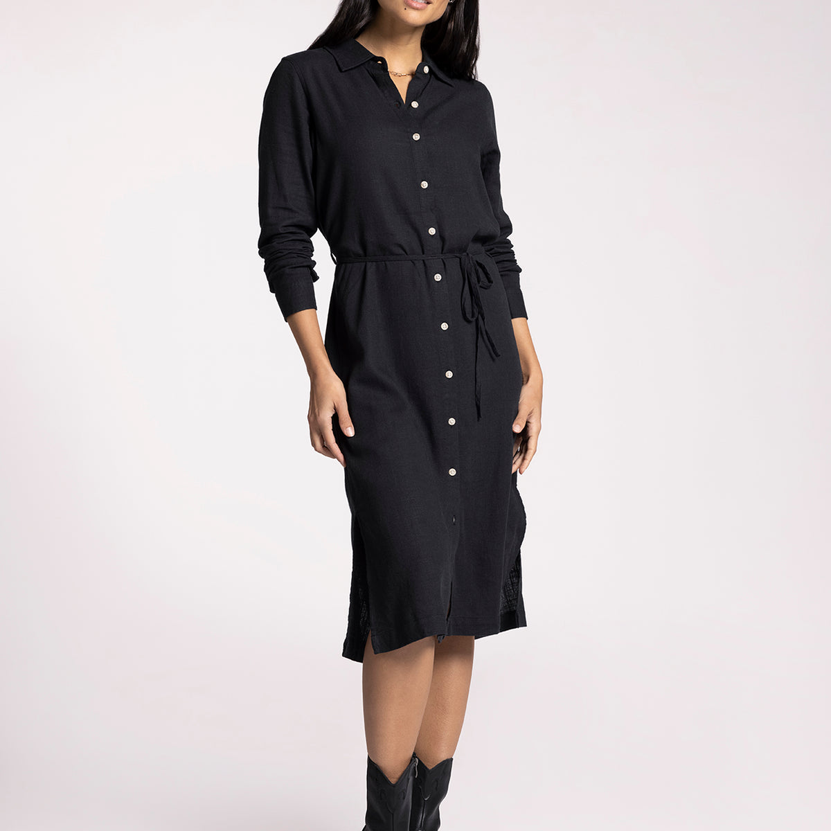 Black Long Sleeve Shirt Dress