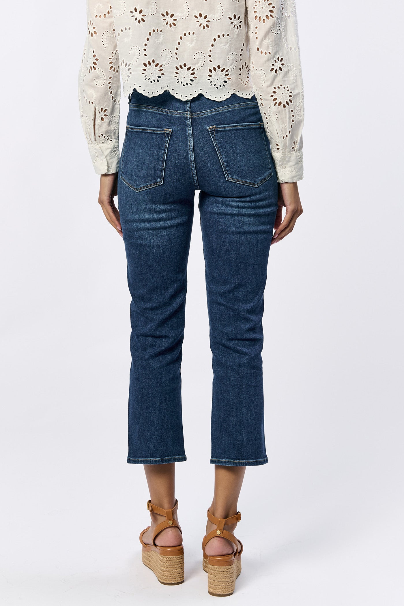 dark wash high rise denim frankie back