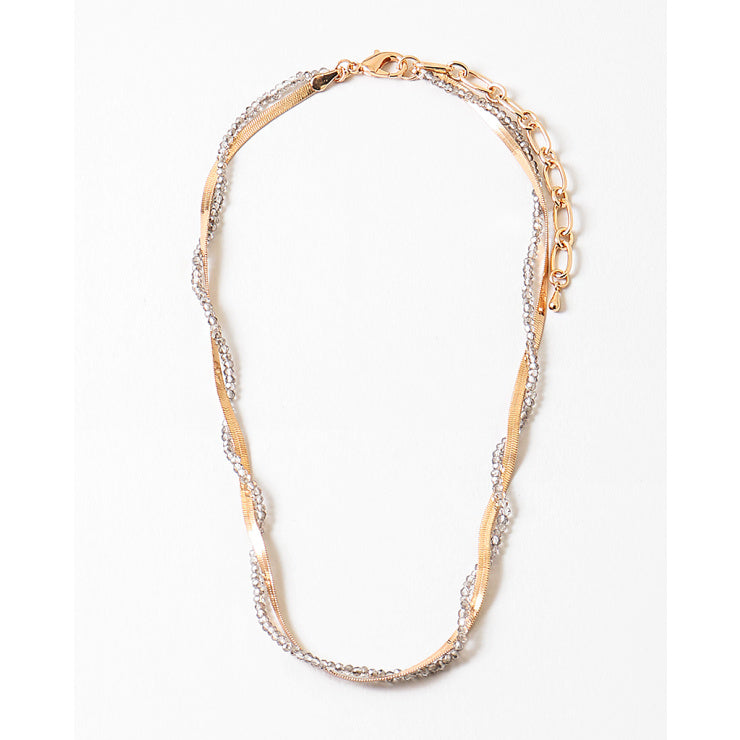 gold black diamond bead multi layer necklace