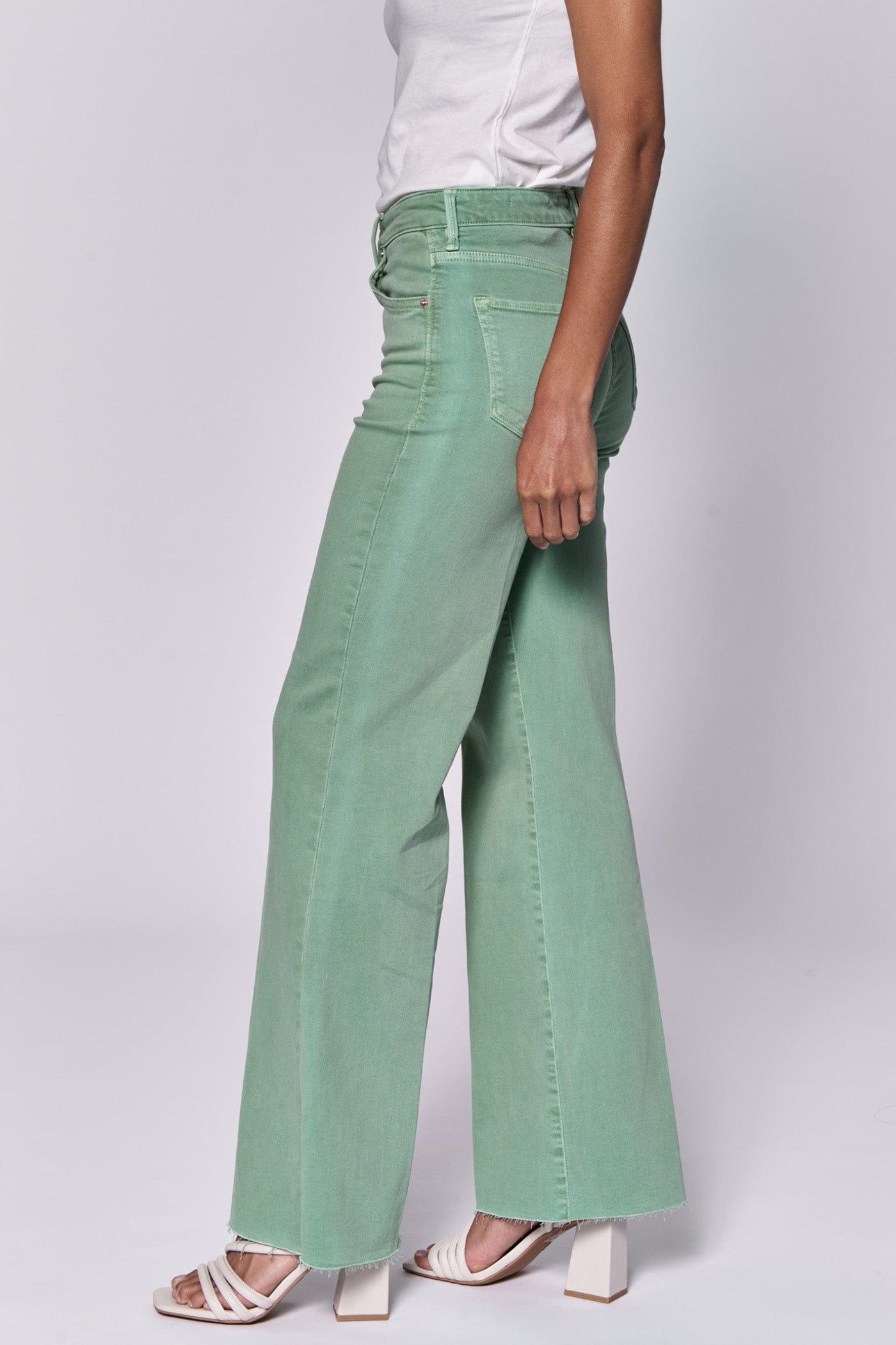 green high rise wide leg jeans