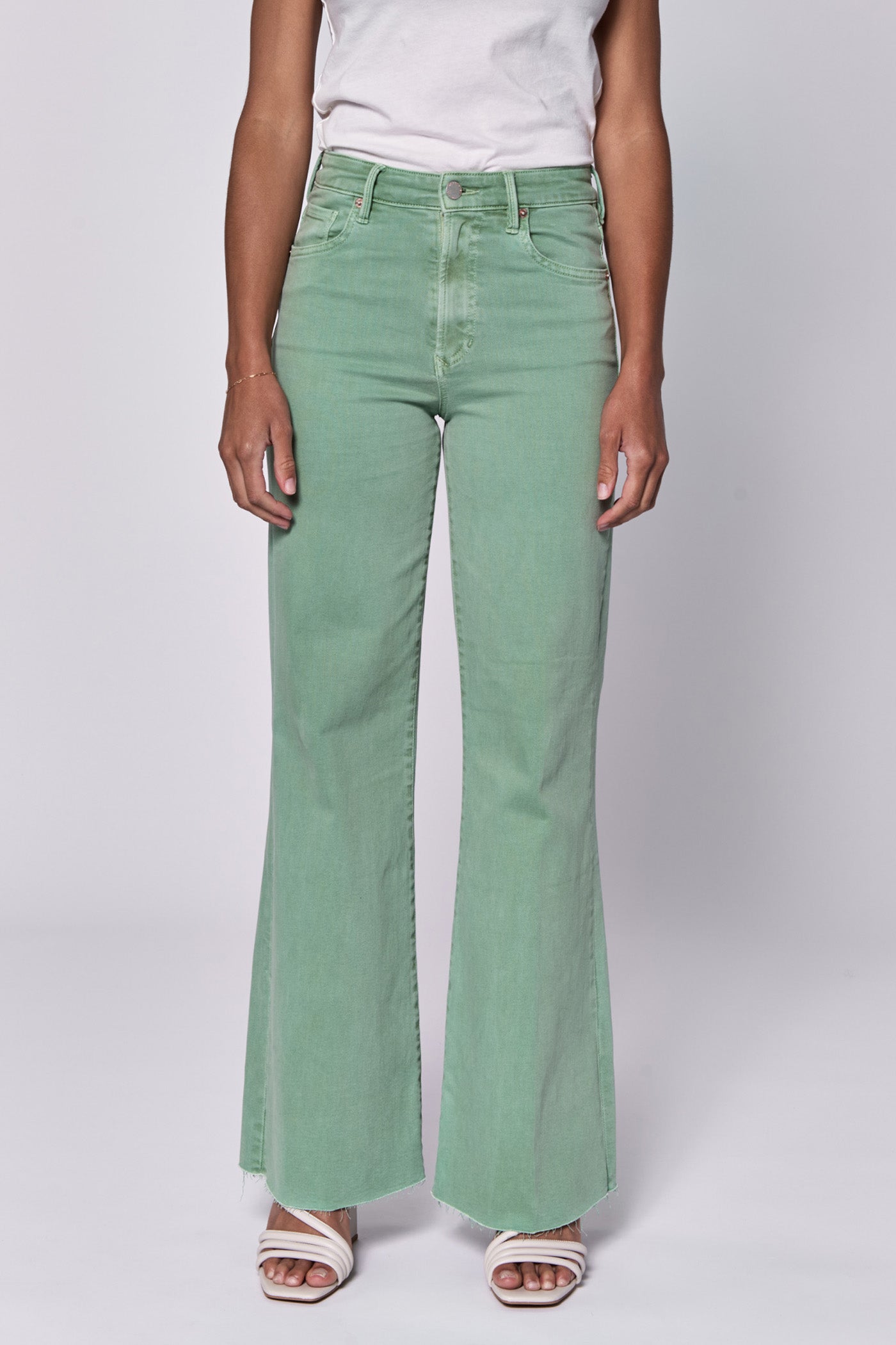 green wide leg jeans Fiona
