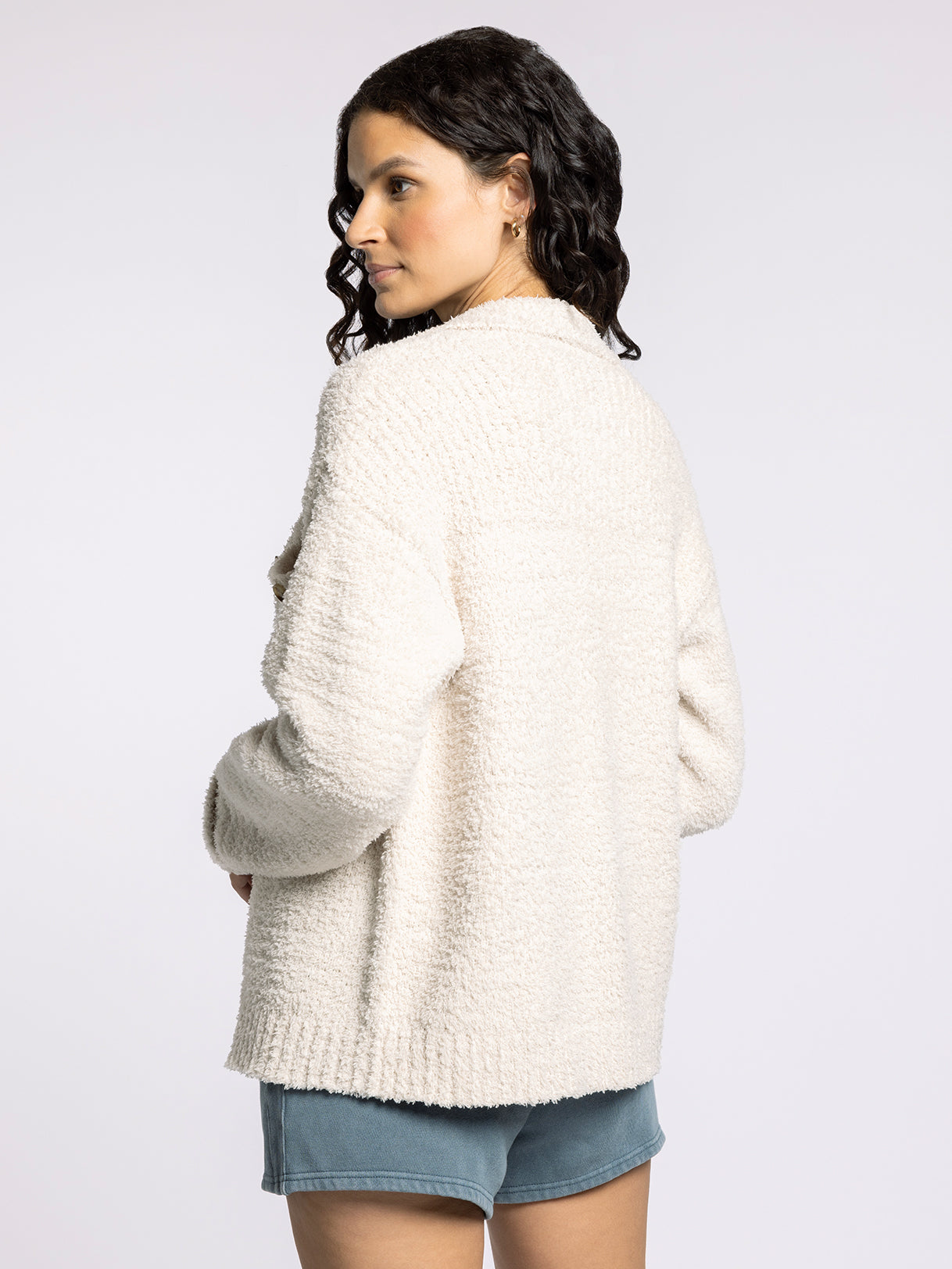 heavy weight womens cream colored shacket