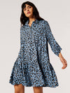 Long sleeve spring transition dress in textured viscose