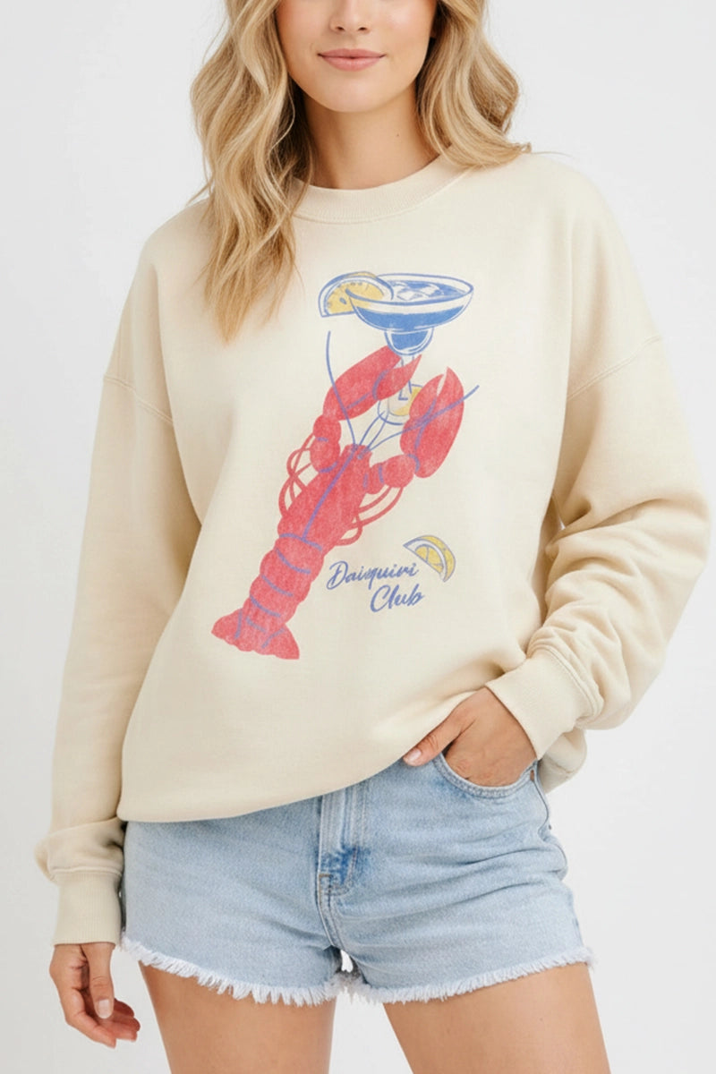oversized lobster print womens sweatshirt