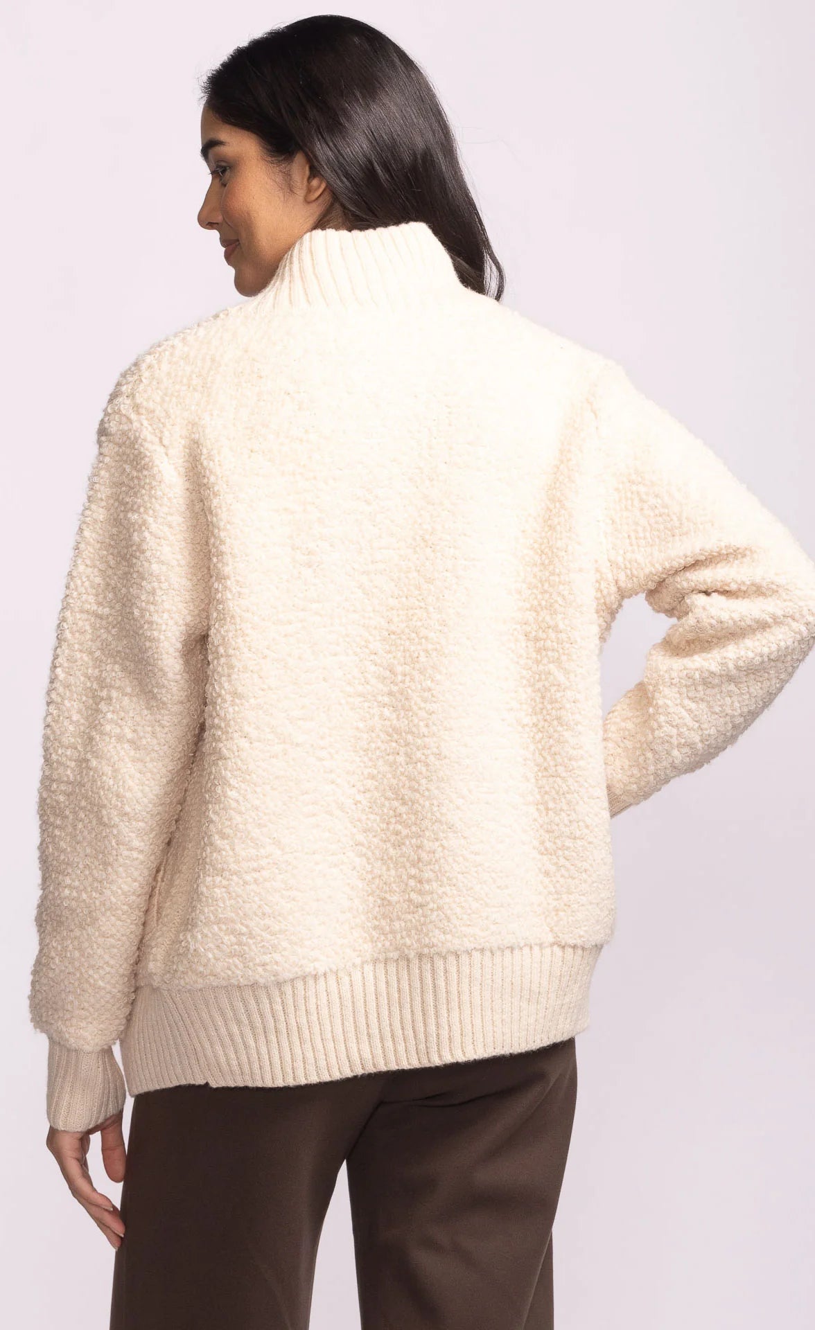relaxed fit turtleneck cardigan