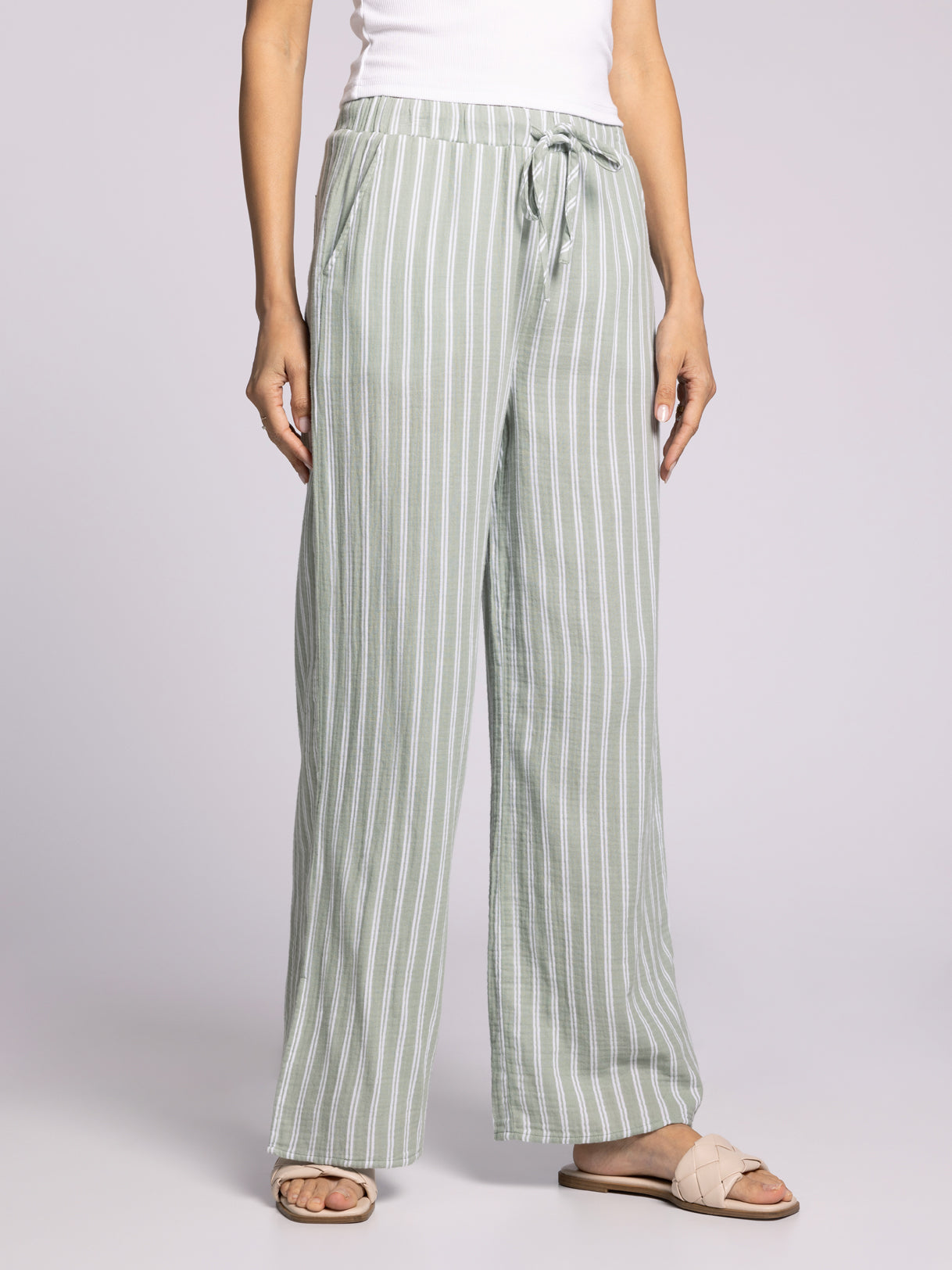 sage white wide leg pants
