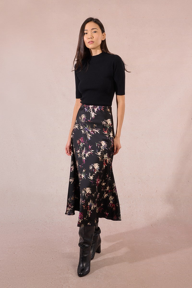 shimmer floral elastic waist maxi skirt 2