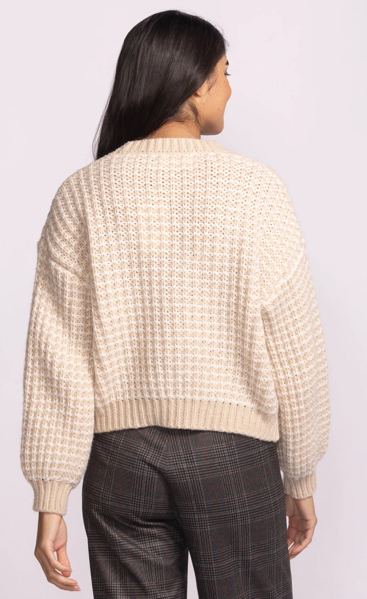 short cream and white cardigan for women