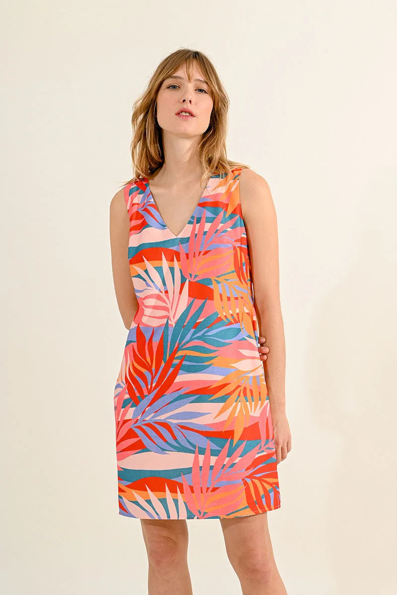 Sleeveless Colorful Print Mini Dress