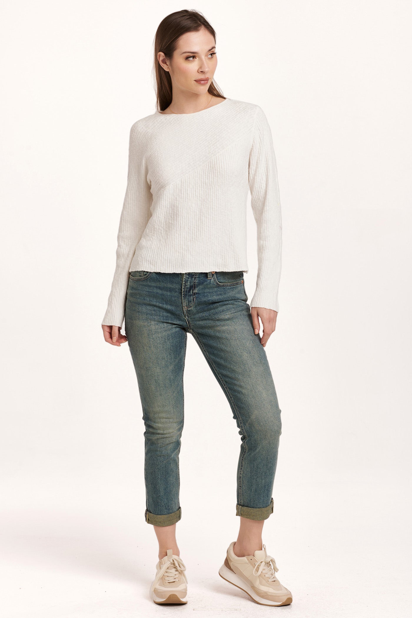 Dear John Textured White Sweater