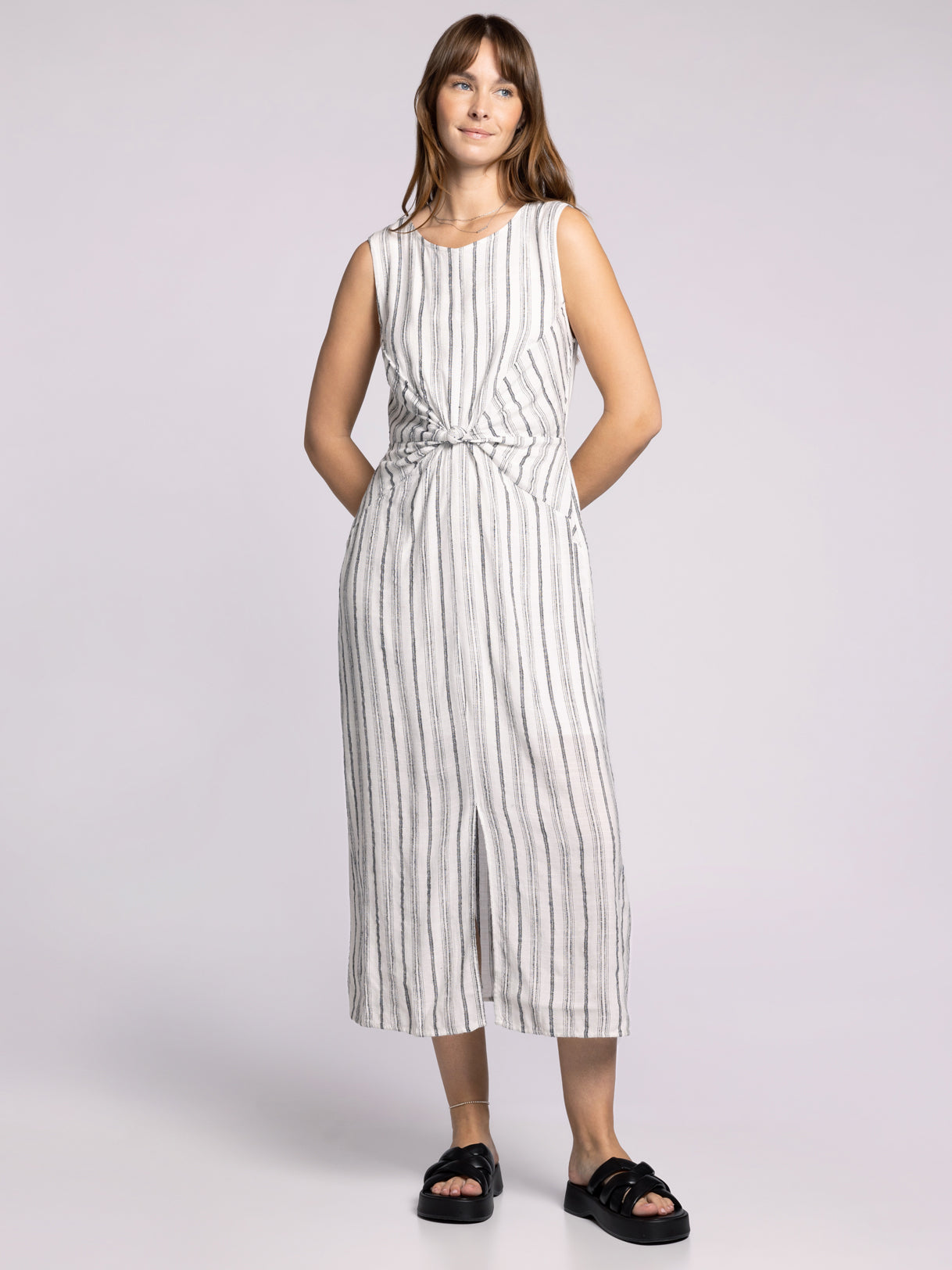 white black striped dress from twist
